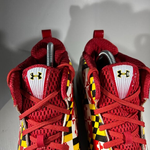 RARE Under Armour Mens Size 10.5 Shoes Maryland Flag Sneakers Mid Top Terrapins - Picture 4 of 13